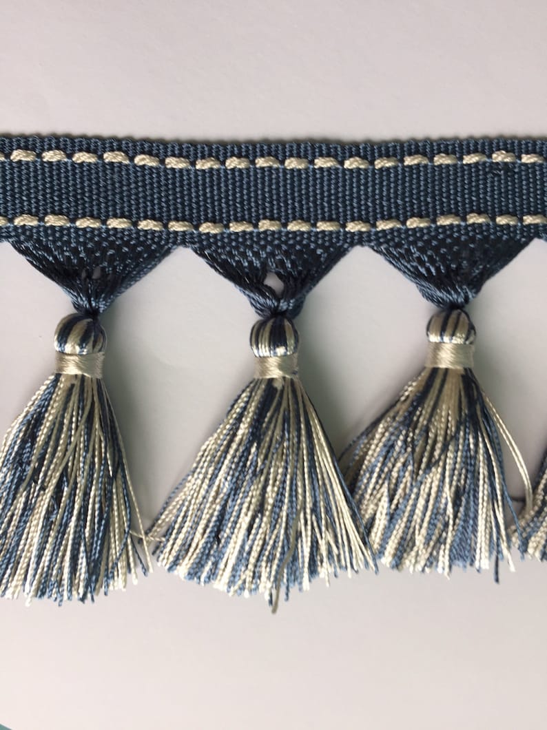 Blue and White Tassel Fringe Home Decor Accents Drapery Etsy