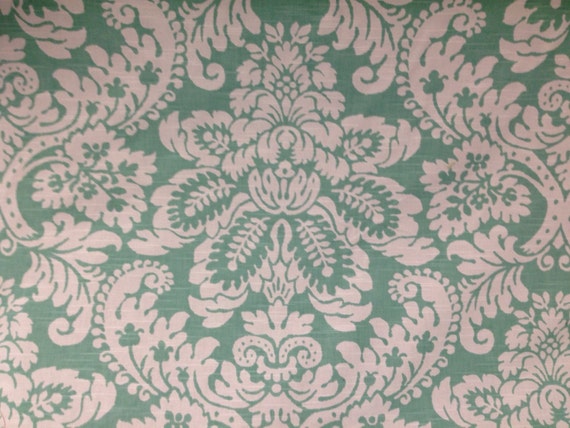 Turquoise Julian Linen Fabric Modern Damask Fabric Drapery Etsy