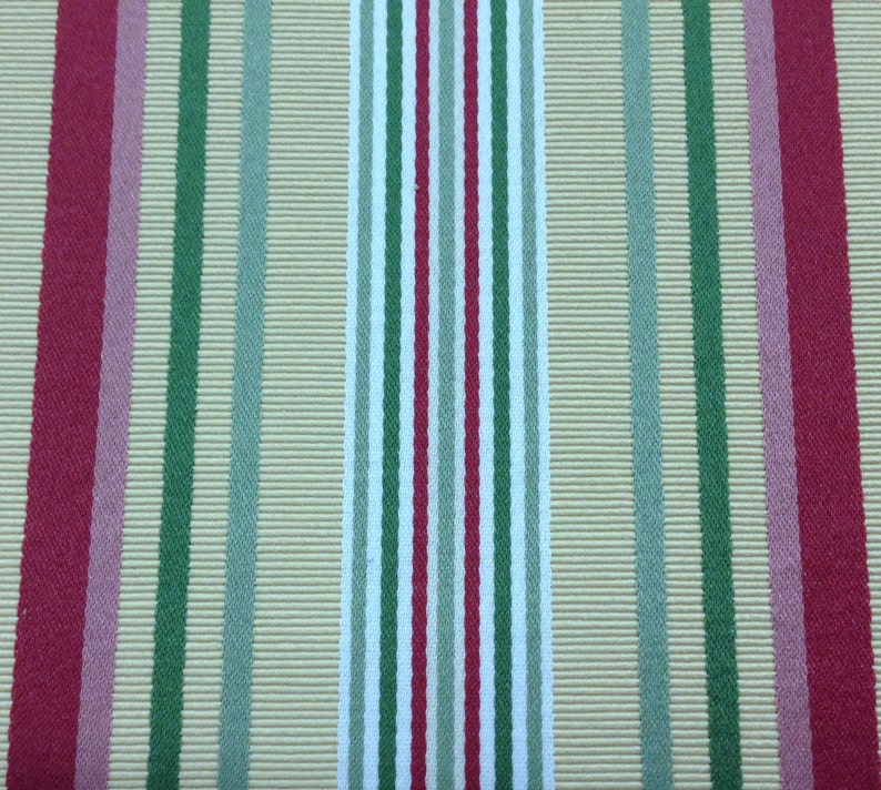 Raspberry Butter Cream and Green Stripe Home Decor Fabric Etsy