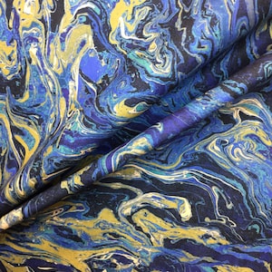 Marble Abstract - Blue Green - Gosia Ocean- Modern BoHo - Pour Paint Fabric - Marble Pillow Cover - Ottoman Cover - Unique Home Decor Fabric