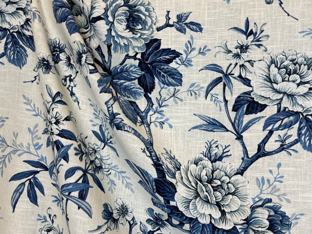 Jayden Blue - Floral Fabric - Home Decor Fabric - Interior Designer ...