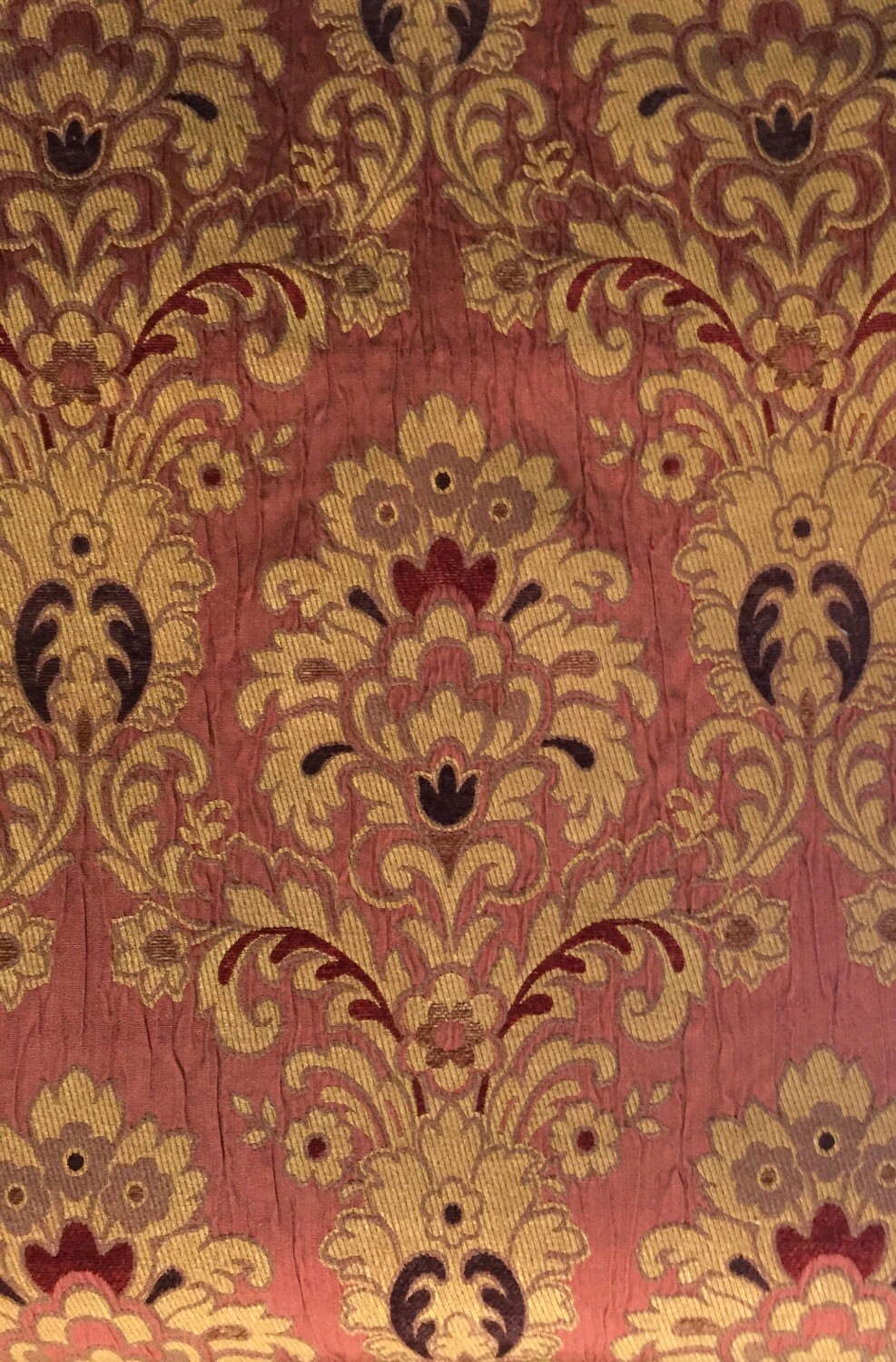 Orange Damask Fabric Upholstery Fabric by the Yard Etsy