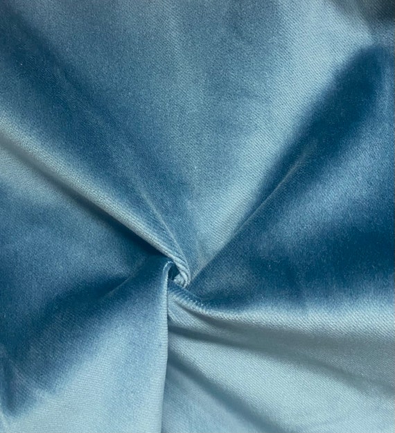 Luxury Upholstery Smokey Blue Velvet Fabric, Fabric by the Yard