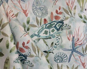Wellfleet Seaside - fish - shells - sealife - coastal - beachy - drapery fabric - upholstery fabric - pillow fabric - fabric by the yard