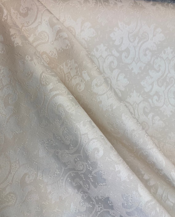 Cali Fabrics Ivory Diamond Weave Textured Double Knit Fabric by the Yard