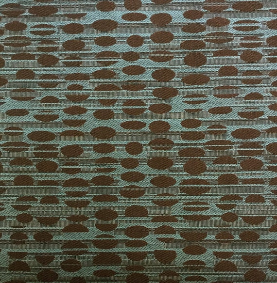 Fabric Sale Art Deco Dot Blue Brown Upholstery Fabric Etsy