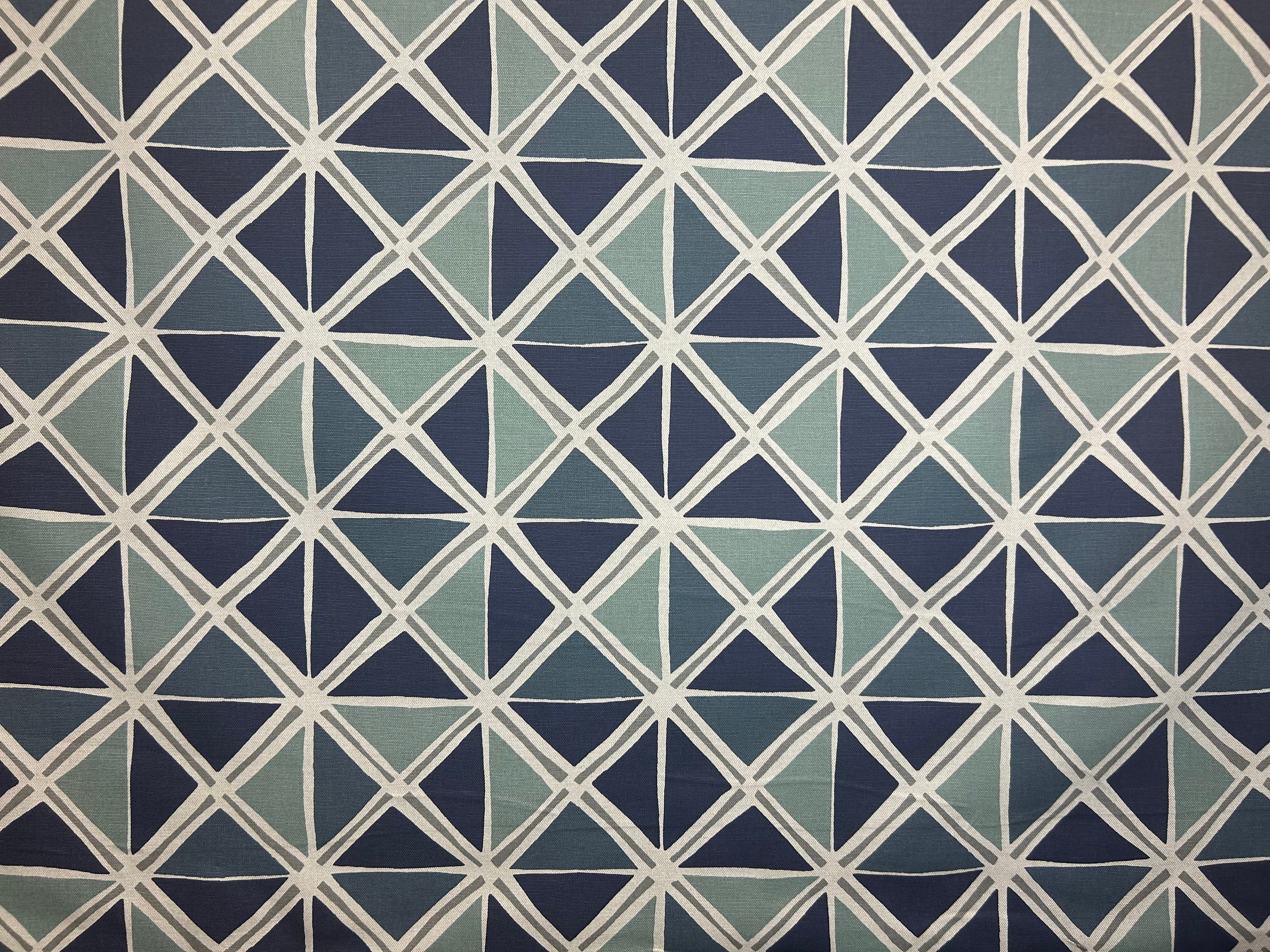 Ian Drizzle - Navy - Gray - Geometric - Drapery Fabric - Upholstery
