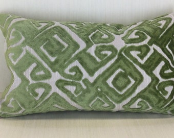 Green Cut Velvet Pillow Cover - Nola - Green - Velvet