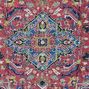 Kings Medallion - Royal Medallion Upholstery Fabric - Red and Blue Upholstery Fabric - Medallion Fabric - Fabric by the Yard - Upholstery