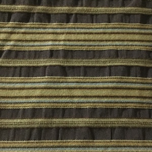 Green, Brown, Blue Stripe - Upholstery Fabric by the Yard