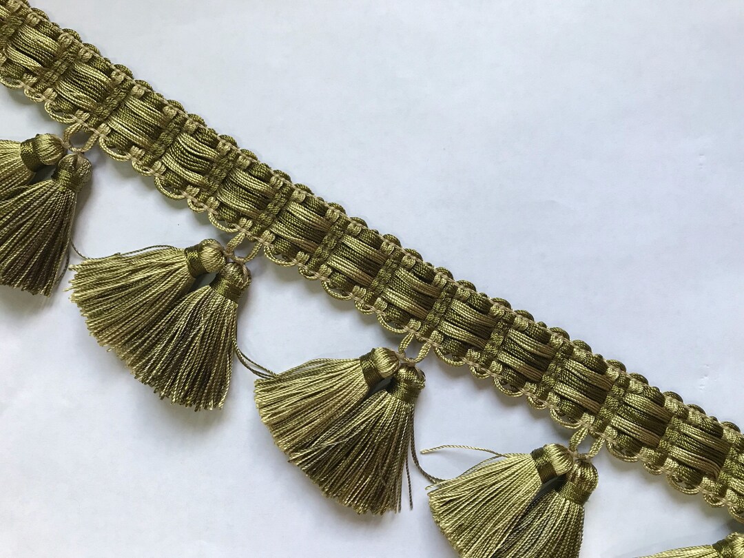 Moss Green Tassel Fringe Trim by the Yard Home Decor Custom Cut Yardage
