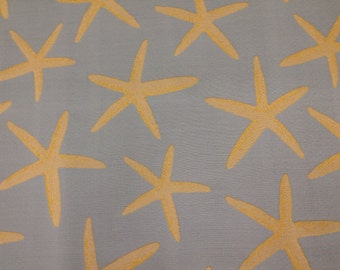 Blue Sea Starfish Upholstery Fabric Woven  - Beach Decor - Upholstery Fabric By The Yard