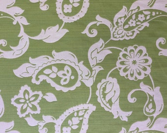 Lime Green/White Paisley - Upholstery Fabric by the Yard - Custom Cut Yardage - Home Decor Fabric - Pillows - Cushions - Drapery - Bedding