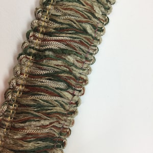 Grey, Green and Red Loop Fringe - Home Decor - Home Accents - Accent Pillows - Trim by the Yard - Custom Cut Yardage - Pillow Accents