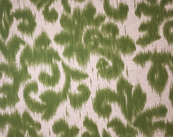 Green and Natural Ikat - Palm Beach Style - Upholstery Fabric by the Yard