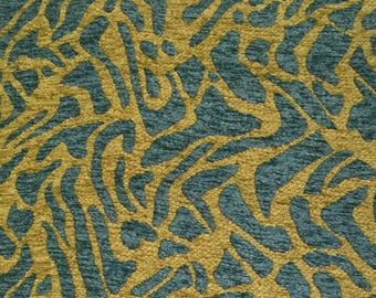 Bleu et vert - tigre - léopard - tissu d'ameublement par yard - poids lourd - expédition rapide - métrage coupé personnalisé - oreillers - coussins