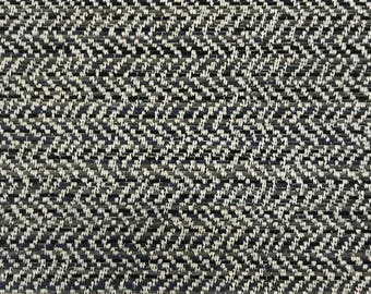 Gray and Blue Woven Upholstery Fabric by The Yard - Herringbone