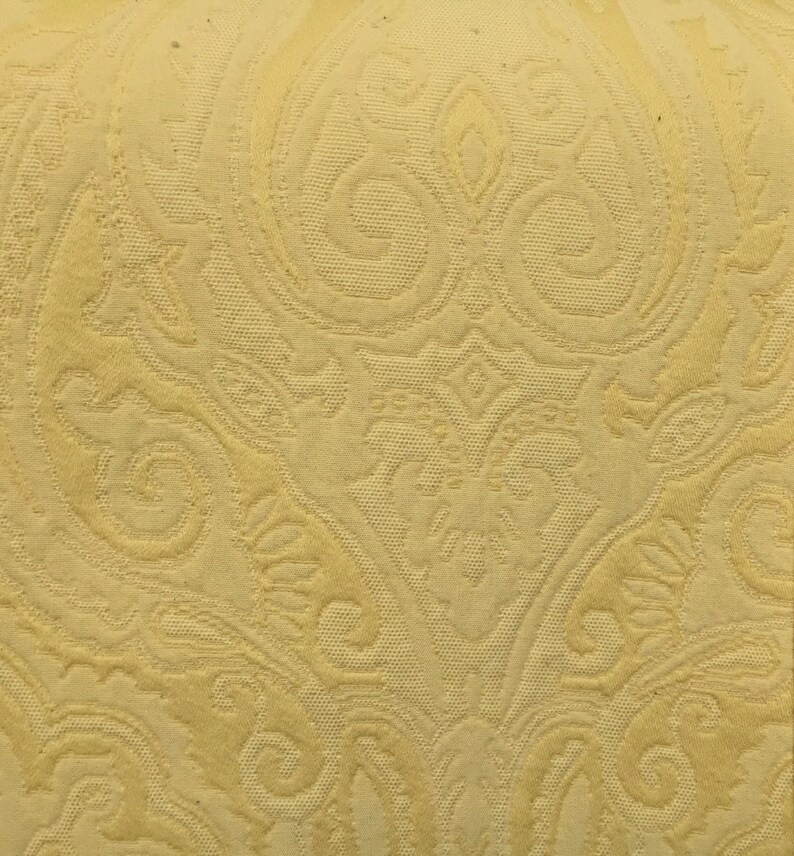 Solid Light Yellow Damask Matelasse Upholstery Fabric by Etsy
