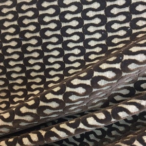 Dark Chocolate Geometric Upholstery Fabric - Cut Velvet - Sofa Fabric - Ottoman - Pillow covers