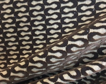 Dark Chocolate Geometric Upholstery Fabric - Cut Velvet - Sofa Fabric - Ottoman - Pillow covers