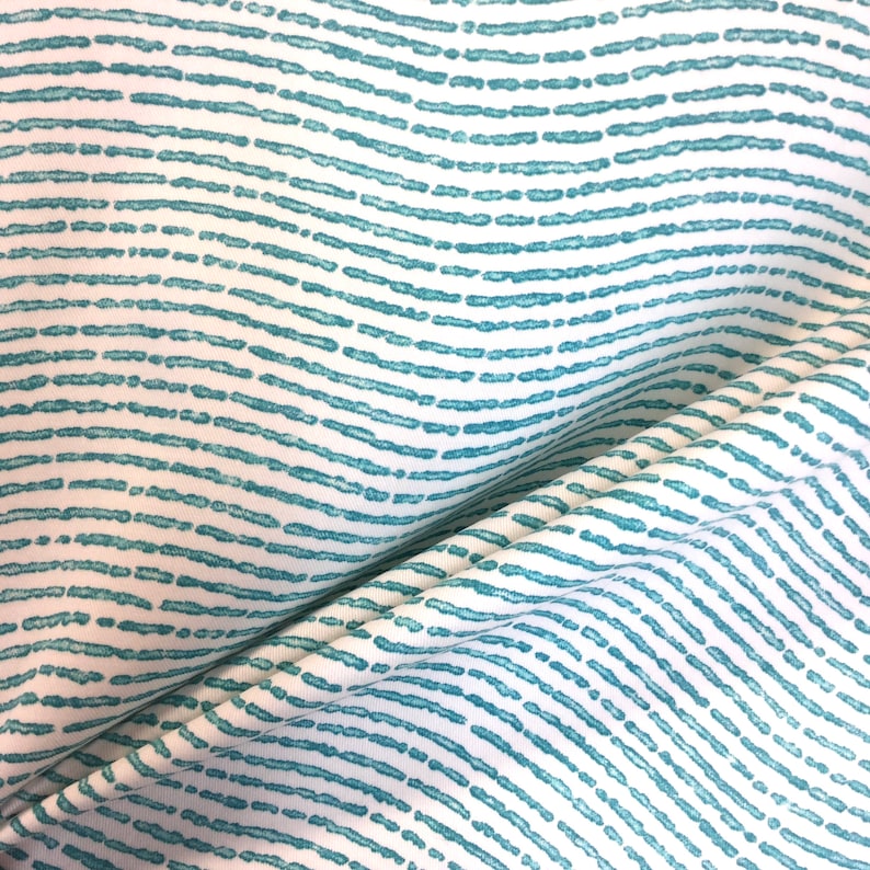 Ocean Breeze Blue Stripe Aqua Upholstery Drapery | Etsy