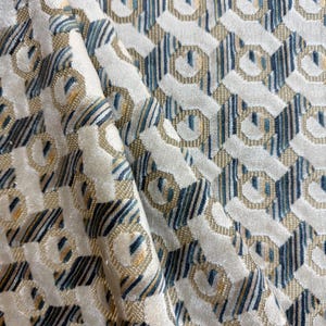 Holcomb Nile - silver - blue - cut velvet - unique - geometric - cushion fabric - home decor - upholstery fabric - fabric by the yard