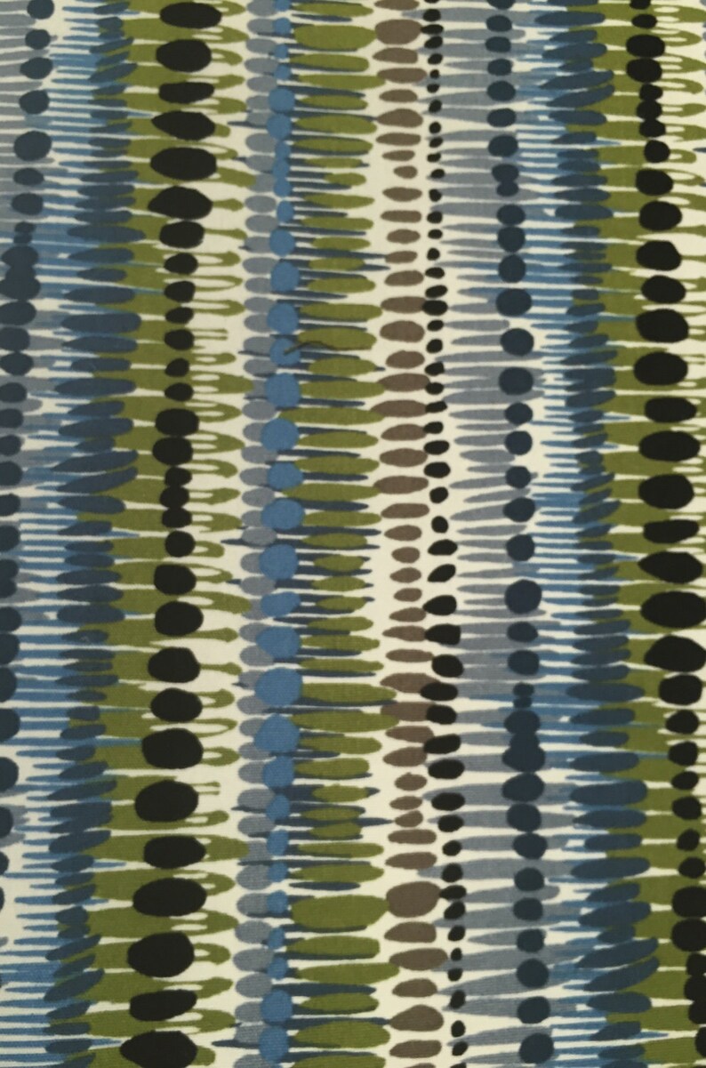 Art Deco Blue Green Upholstery Fabric by the Yard Etsy