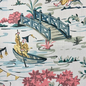 Teahouse Slate Chinoiserie - teal and gray - Asian fabric - drapery fabric - upholstery fabric - fabric by the yard