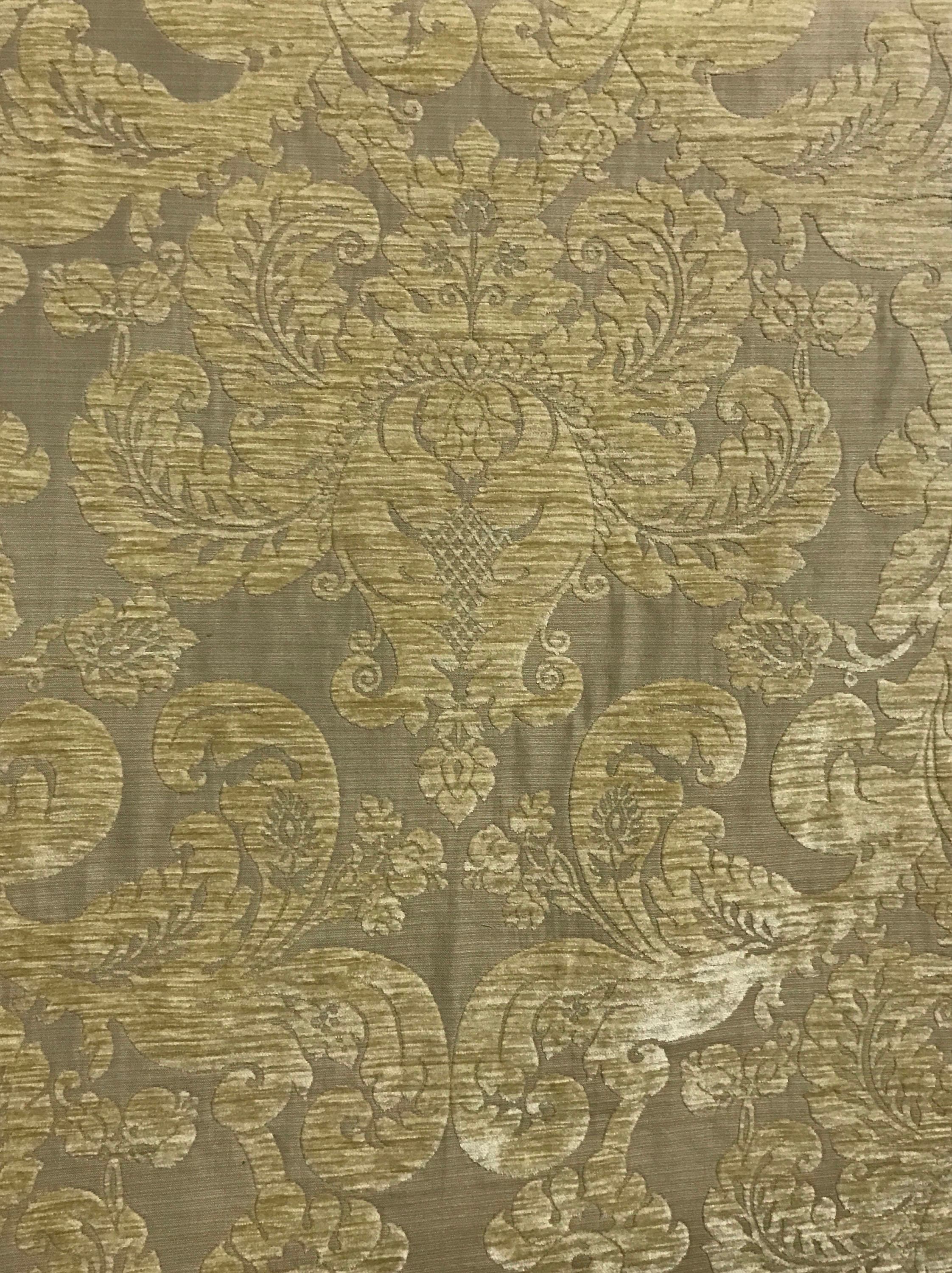 Chenille Gold Damask Upholstery Fabric by The Yard Etsy
