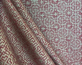 Gatehouse Poppy - Small Scale Pattern - Red Geometric - Square Lattice - Fabric by the Yard - Custom Cut Yardage - Home Decor - Pillows