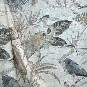 Heron Natural - bird - neutral - coastal - beach - drapery fabric - upholstery fabric - pillow fabric - fabric by the yard