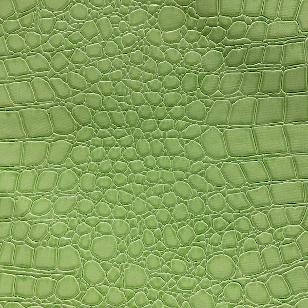 Lime Gator Vinyl - Faux Leather Crocodile - Upholstery Vinyl Fabric - Green Alligator Ottoman - Alligator Embossed Vinyl - Lime Green Vinyl