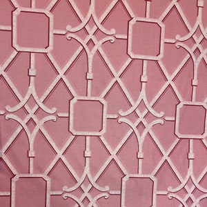 Bermuda Waverly Pink Chinoiserie Bamboo Lattice Pink Bamboo Fabric Asian Inspired Upholstery Fabric Fabric by the Yard image 4