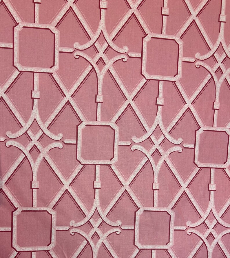 Bermuda Waverly Pink Chinoiserie Bamboo Lattice Pink Bamboo Fabric Asian Inspired Upholstery Fabric Fabric by the Yard image 4