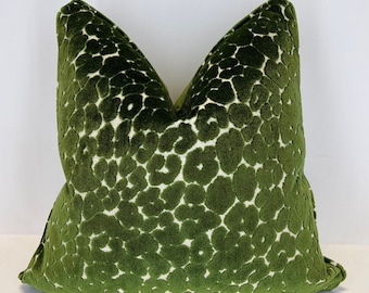 Chava Parsley Pillow Cover - Self Welt - Pillow with Cording - Cut Velvet - Rich Green - Accent Pillow - Decorative Pillow