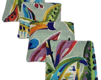 Enrique Carnival Cocktail Napkins - Coastal - Cloth Napkins - Fabric Napkins - Reusable Napkins - Cloth Coasters - Coasters - Napkins