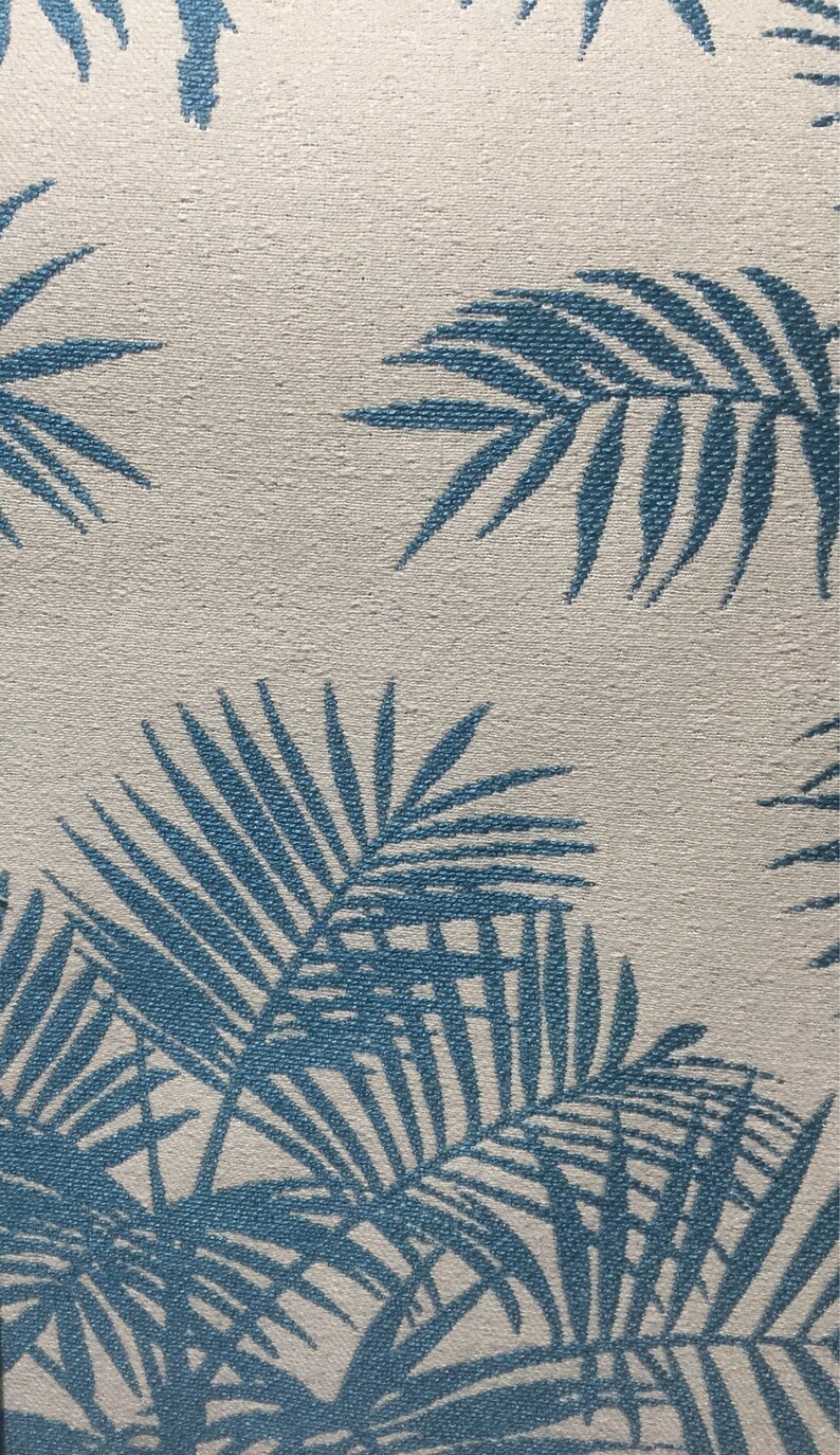 Teal Palm Leaves Upholstery Fabric by the Yard Home Decor Etsy