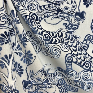 Imperial Dragon Classic Blue- upholstery fabric - fabric by the yard