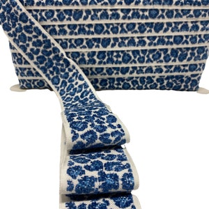 Cheetah Spots Navy Tape Trim 2 1/2” - Wide Tape Trim - Novelty Trim - Animal Print - Trim by the Yard - Lace and Trims - Drapery - Pillows