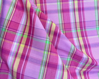 Pink and Green Plaid - pink - orange - green - playful - colorful - bright - upholstery fabric - pillow fabric - fabric by the yard