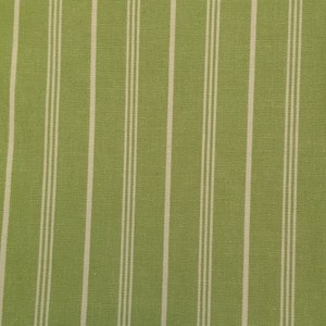Green and White Stripe - Upholstery Fabric By The Yard