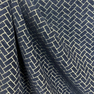 Navy Cut Velvet Road - brick - geometric - upholstery - stylish - home decor - upholstery fabric - fabric by the yard