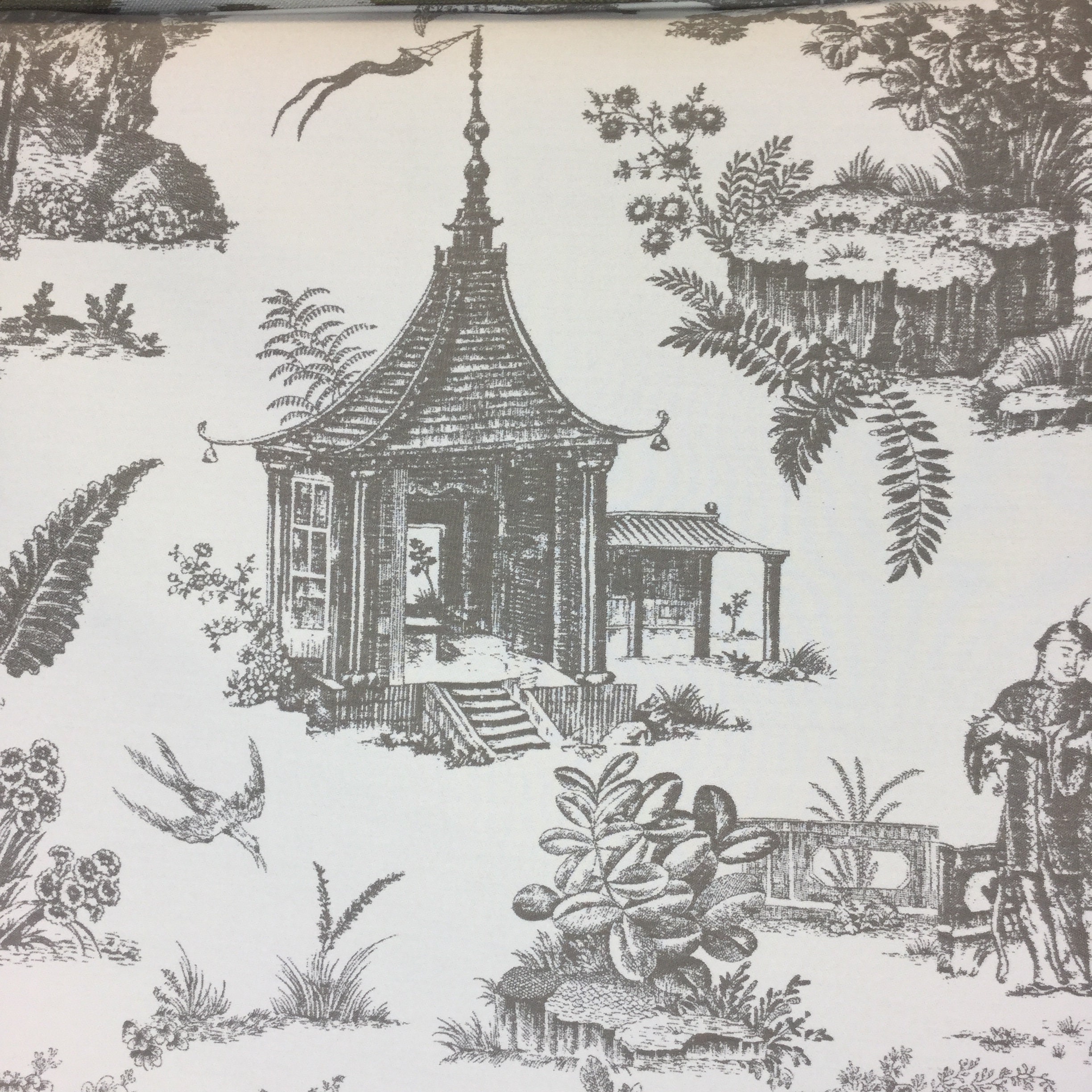 Neutral Asian Toile - Large Scale - Fabric by the Yard - Asian Pillow ...