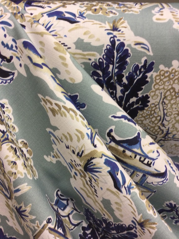 Ming Rain - Asian Fabric - Pagoda Fabric - Home Decor Fabric
