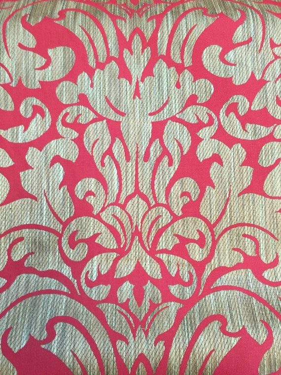 Red And Gold Damask Fabric - Luxurious Damask Fabric - Modern Damask - Classic Damask Fabric - Large Scale Fabric - Red Bold Damask Fabric