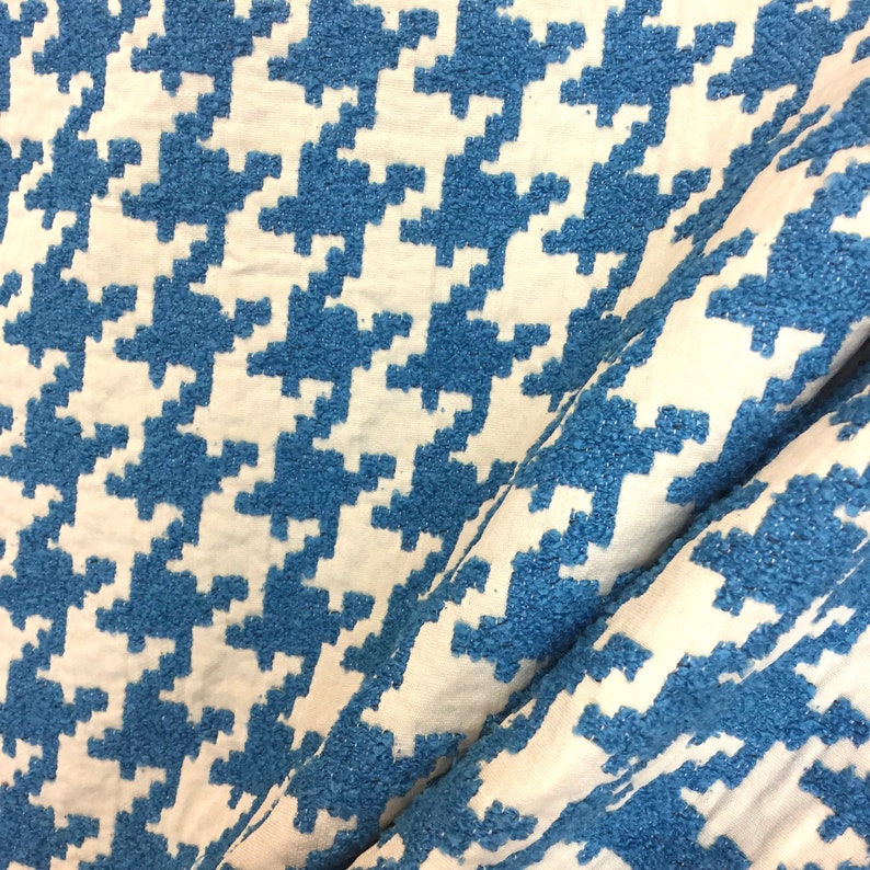 Blue Houndstooth Teal Upholstery Fabric Upholstery Fabric - Etsy