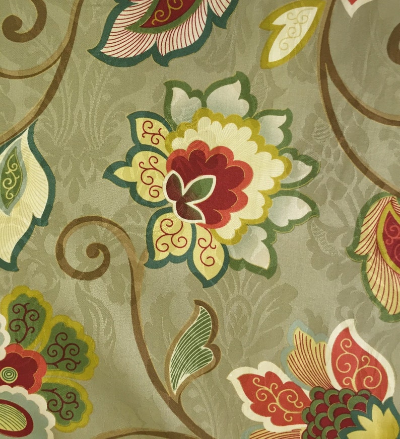 Damask Floral Green Upholstery Fabric by the Yard Fast Etsy