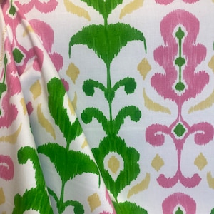 Luce Watermelon - Pink and Green Ikat - Luce Lilly Fabric - Preppy Fabric - Palm Beach Style - Girly Fabric - Drapery Fabric
