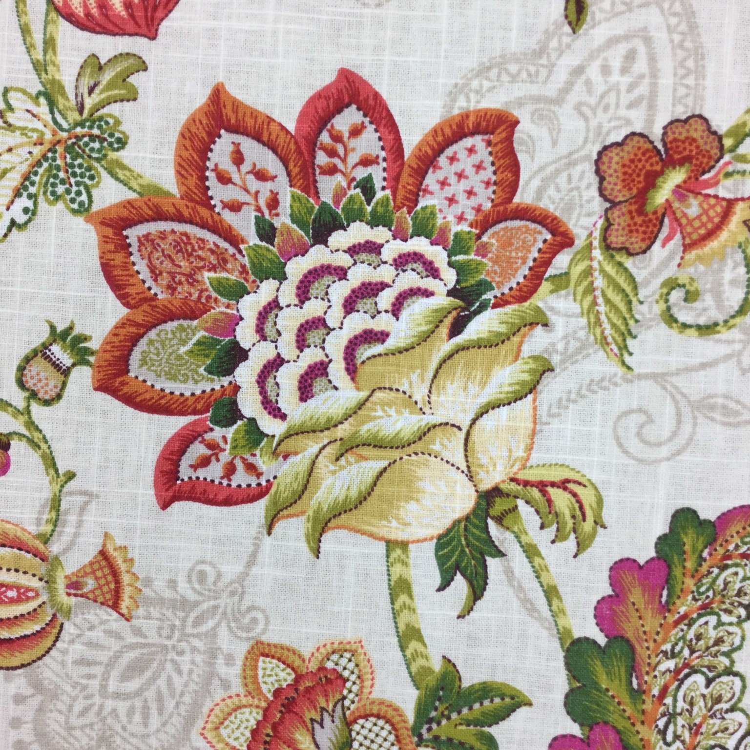 Sunset Floral Multicolor Jacobean Fabric by the Yard Etsy