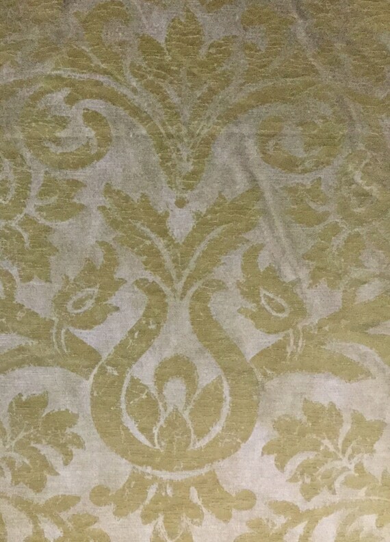 Light Gold Distressed Silk Damask Fabric By The Yard Etsy